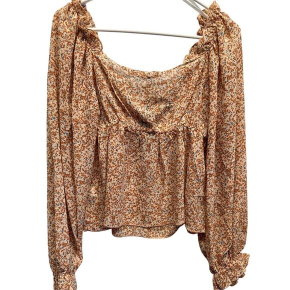 Lulu's Floral Blouse in Orange and White - Picture 6 of 9